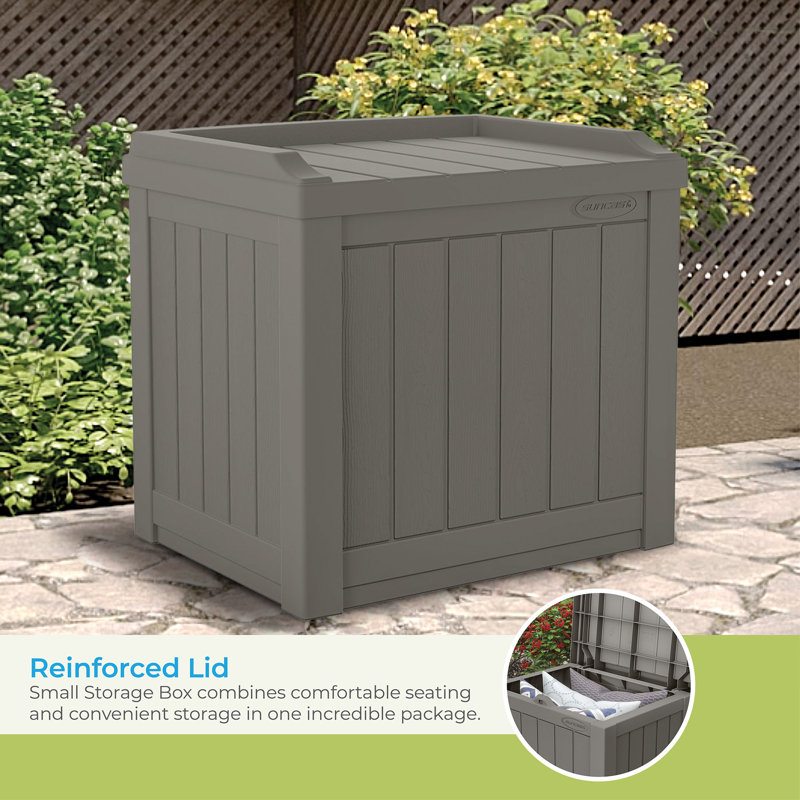 22 Gallon Small Deck Box with Storage Seat and Reinforced Lid 2024